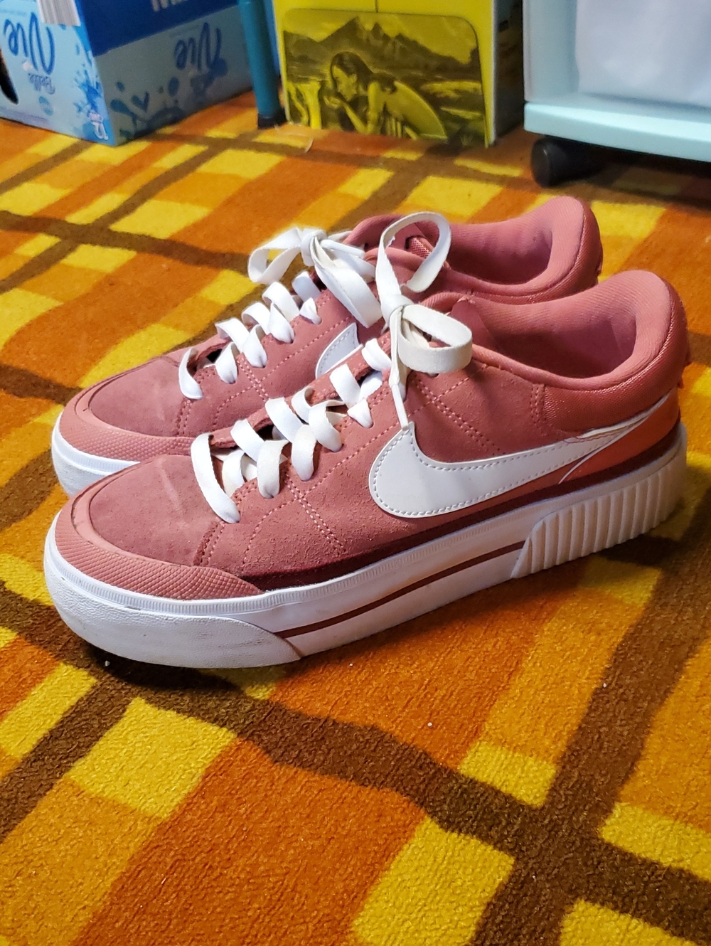 Nike Court Legacy Lift Pink Suede Platform Sneakers - Valentines 2024 Colorway